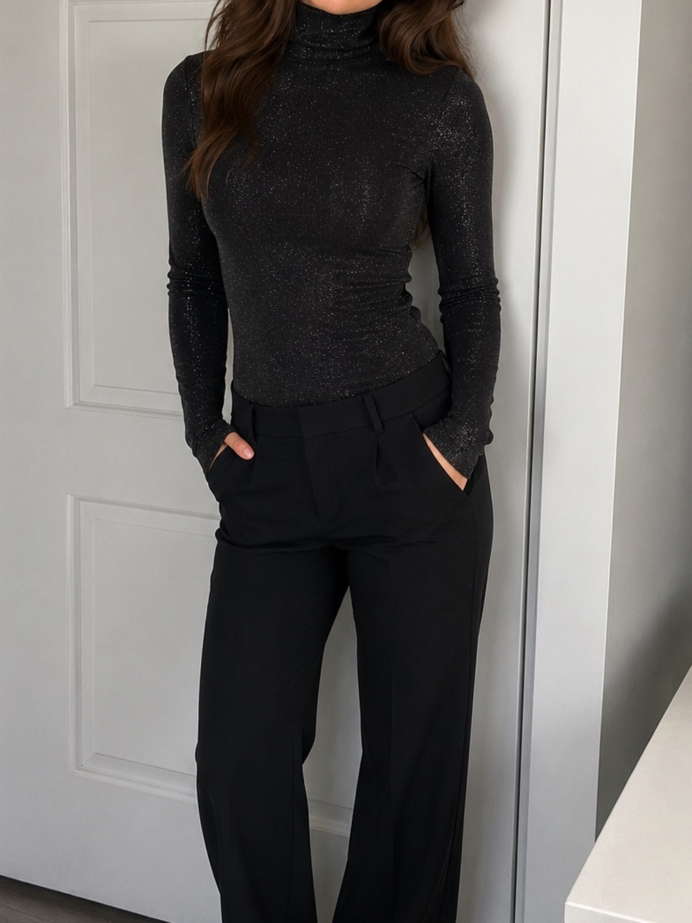J. Crew black sparkly tissue turtleneck size xxs nwot